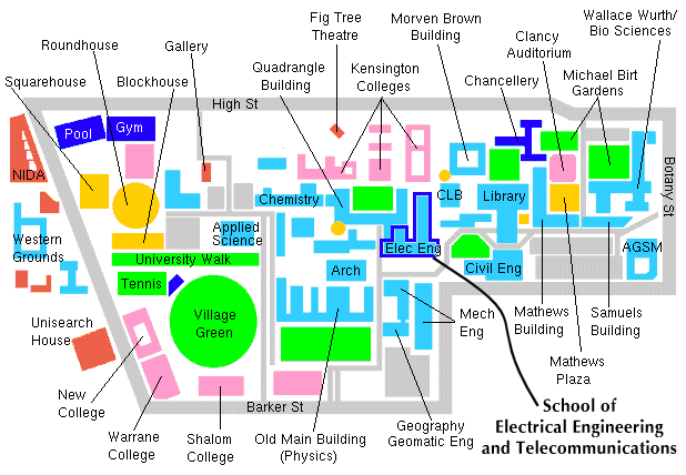 Location of the School of Electrical Engineering and Telecommunications - UNSW